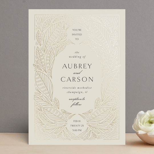 leaves boho wedding invitation