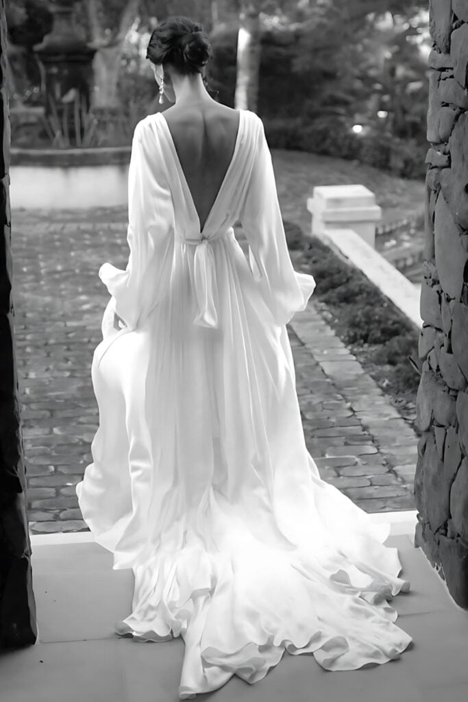 A dreamy silk wedding dress