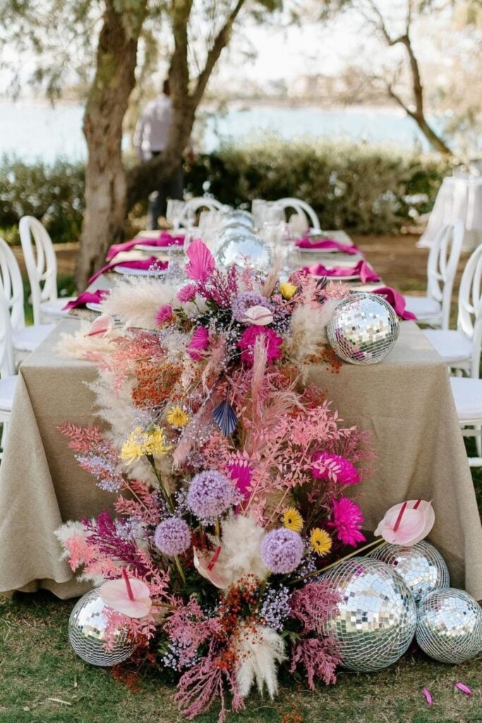 Boho Beach Disco Wedding Centerpiece