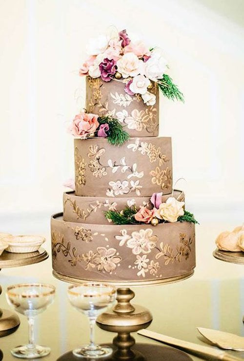 Gold Accent Wedding Cake