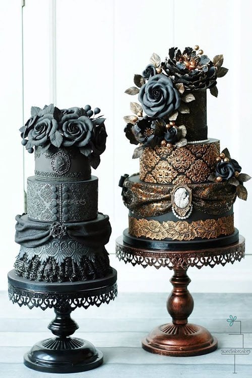 Dark and Dramatic Wedding Cake