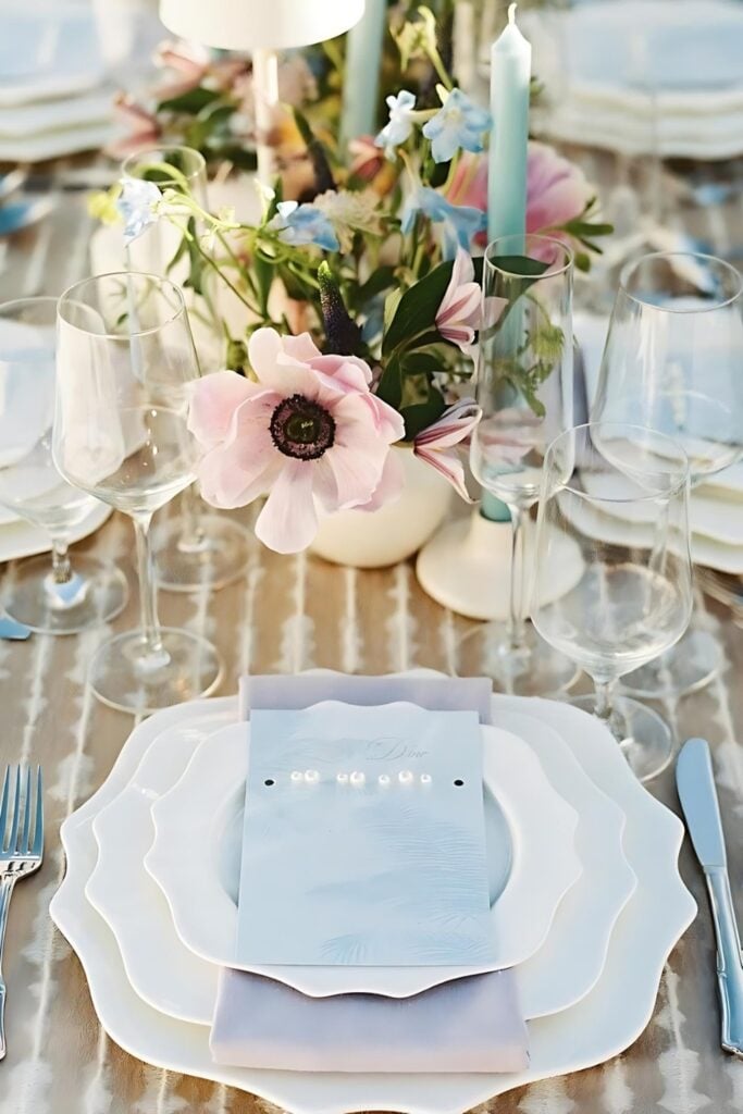 elegant floral beach wedding centerpiece
