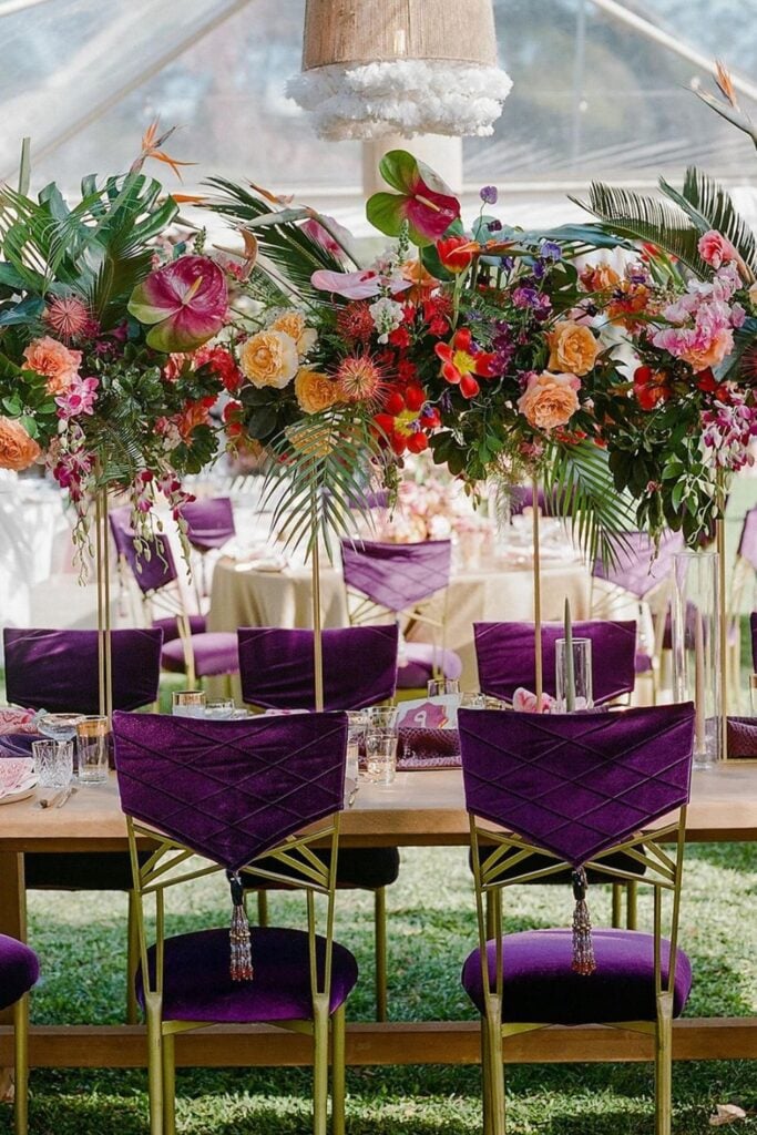 Vibrant Floral Beach Wedding Centerpiece