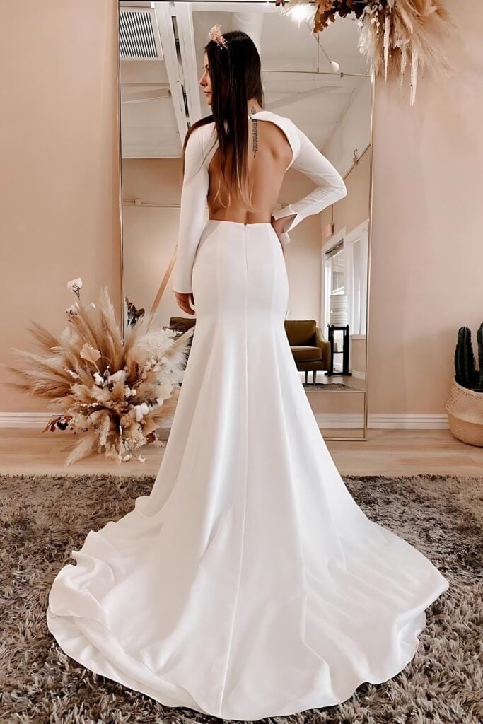 Sleek open back wedding gown