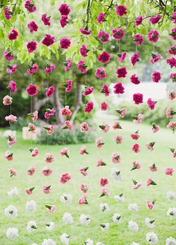 Backyard Wedding Ideas Hanging Flowers