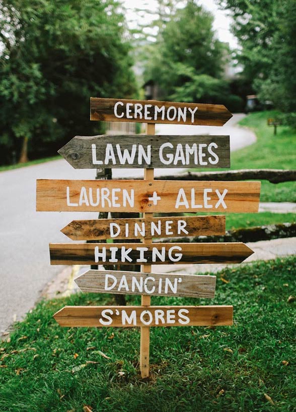 Backyard Wedding Ideas Wooden Signs