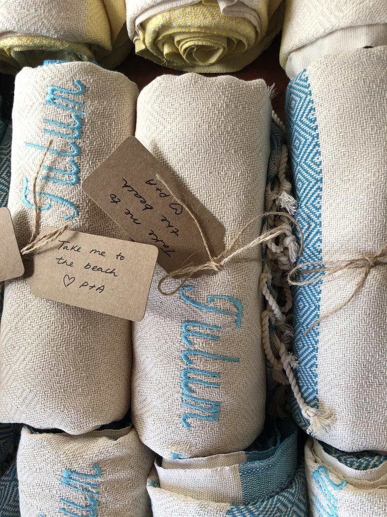 beach towel wedding favor