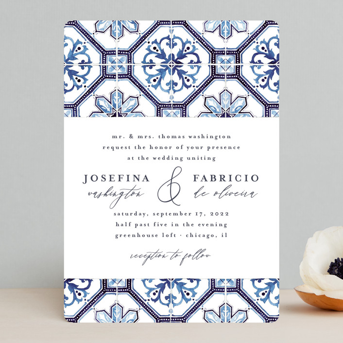 watercolor boho wedding invitation