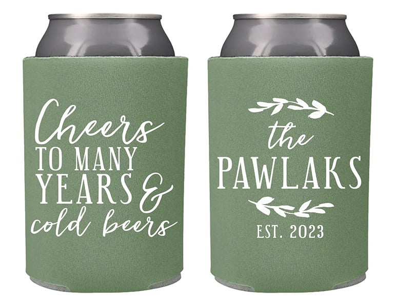 Cheers To Many Years Wedding Koozies