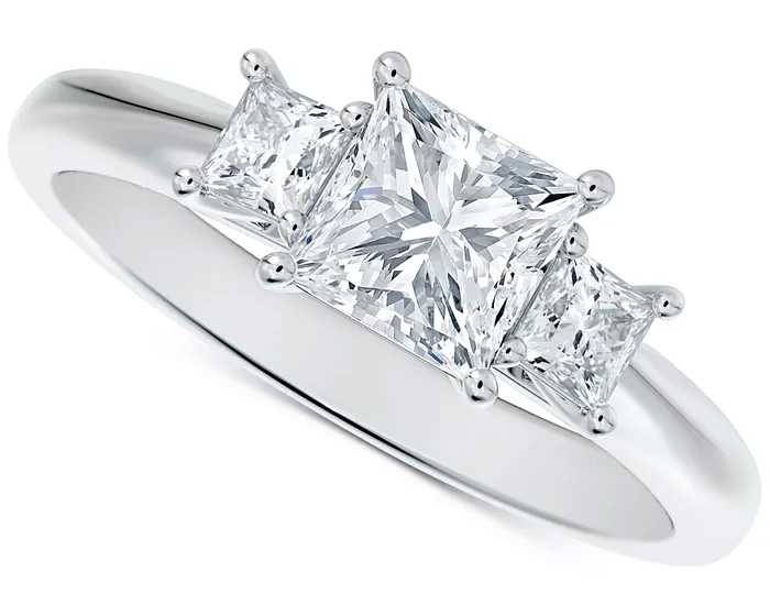 Diamond Princess Cut Engagement Ring