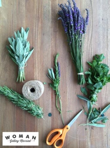 DIY Boutonniere Herbs and Scissors