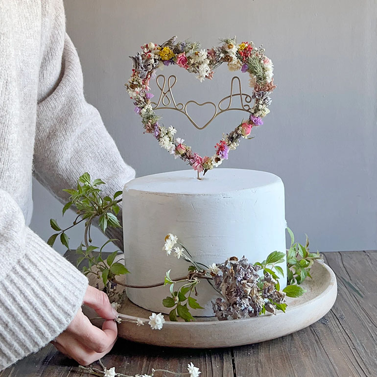 Dried Flowers Wedding Cake Topper
