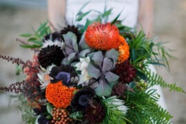 Fall Wedding Bouquet Orange and White