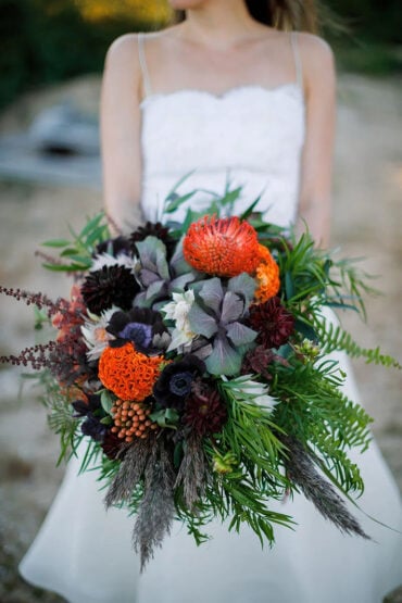 Fall Wedding Bouquet Orange and White