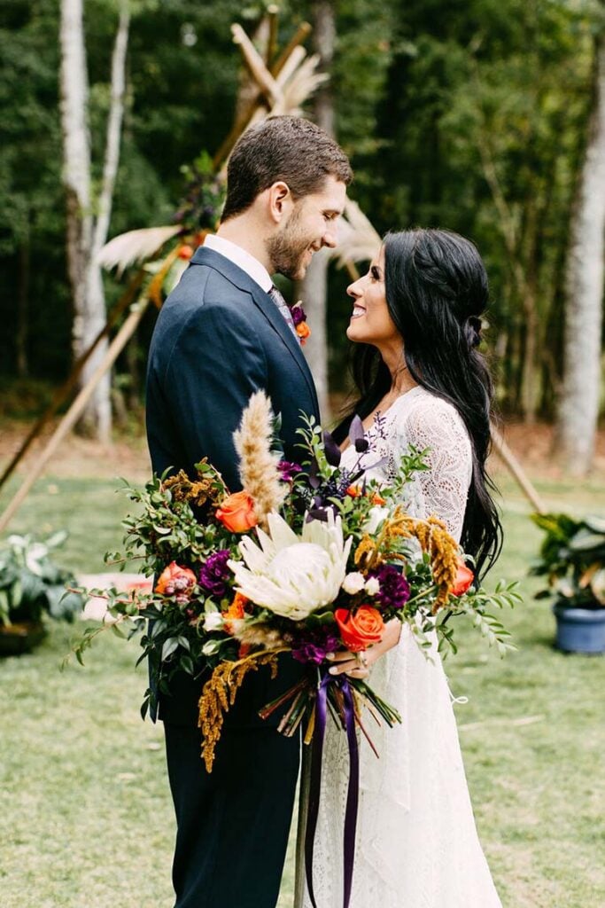 Fall Wedding Bouquet Purple and Orange