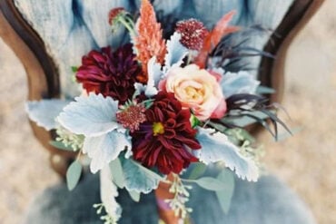 Fall Wedding Colors Blue and Cedar Flowers