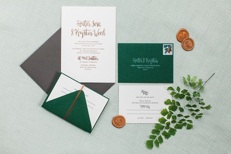 Fall Wedding Colors Green Card