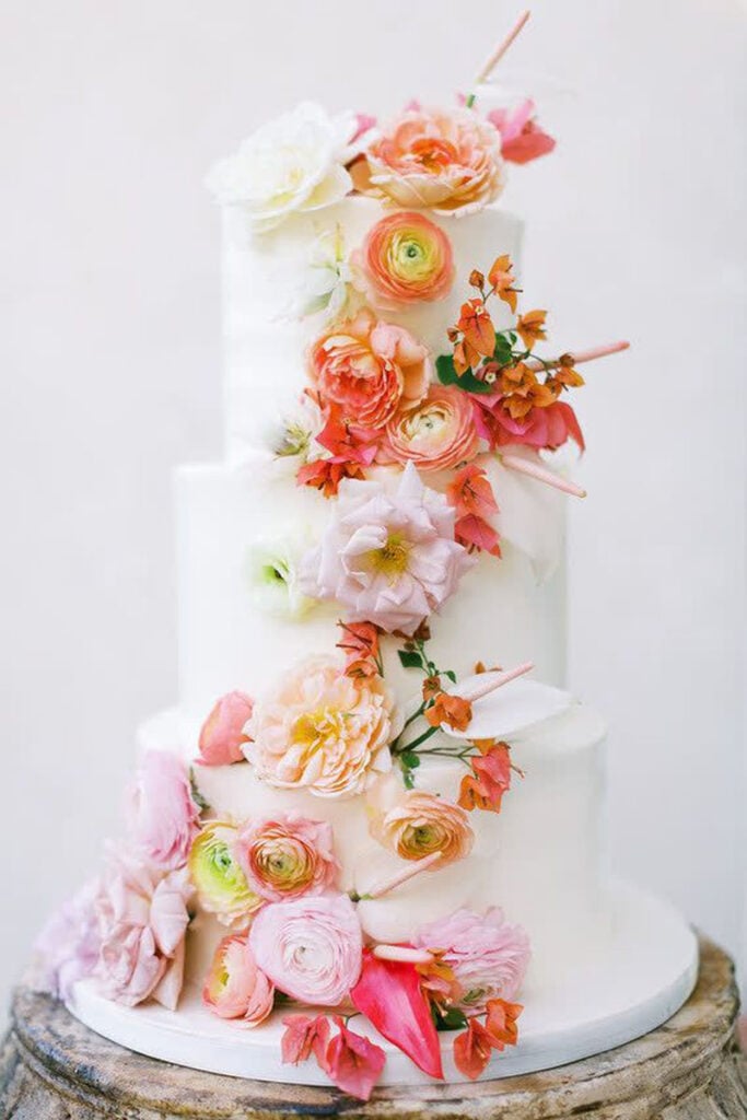 floral wedding cake