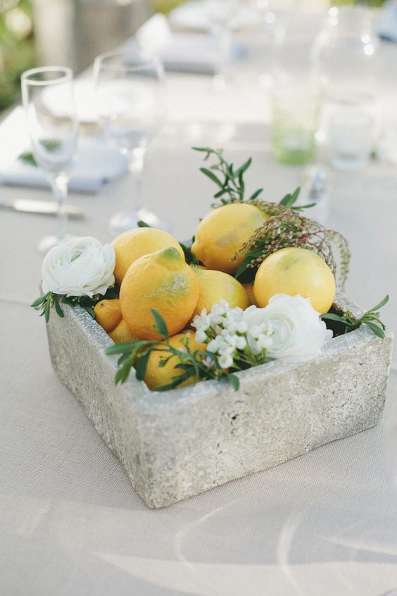 Flowerless Wedding Centerpieces Citrus Fruit