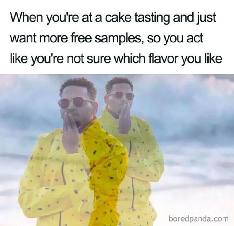 cake tasting wedding meme