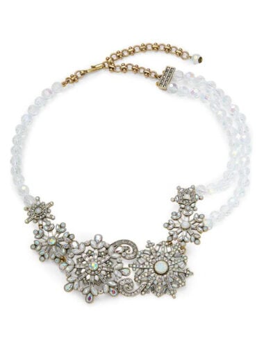 Goldtone Crystal and Glass Statement Necklace