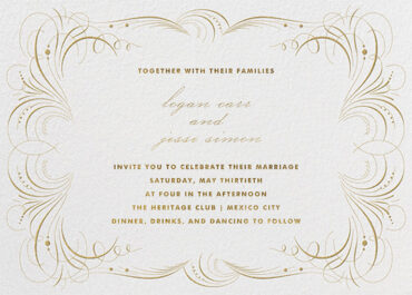 Indigo Gold Flourishing Wedding Invitation