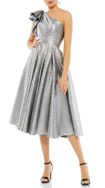 Mac Dugal One Shoulder Midi Bridesmaid Dress
