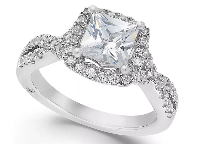 Marchesa Princess Cut Engagement Ring