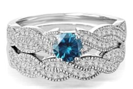 Pompeii3 White Blue Diamond Engagement Ring