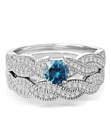 Pompeii3 White Blue Diamond Engagement Ring