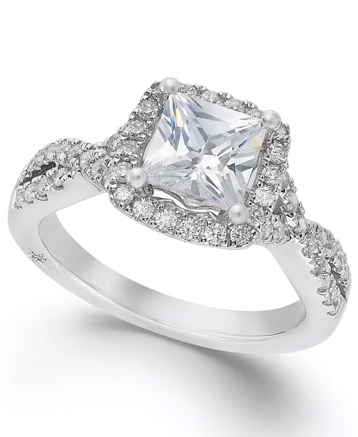 Twist Halo Diamond Vintage Engagement Ring