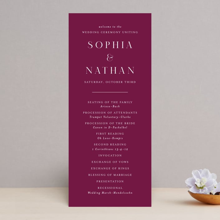 purple wedding program