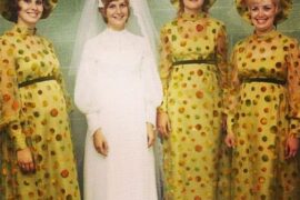 Vintage Bridesmaid Dresses Yellow Dots