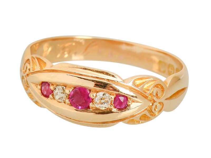 Edwardian Antique Ruby Diamond Vintage Engagement Ring