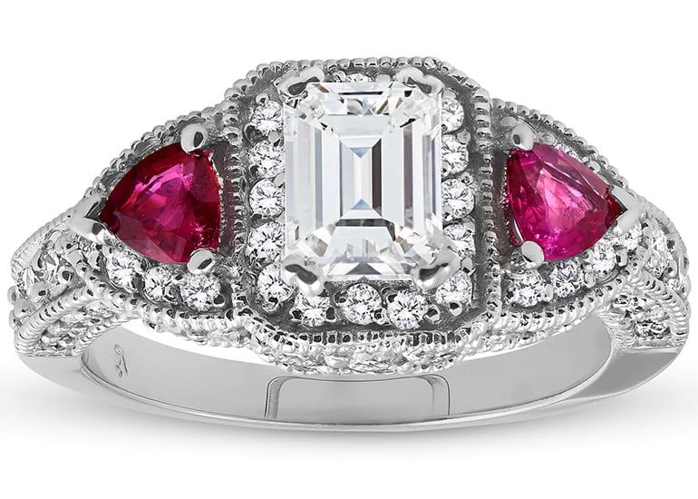 Vintage Ruby Engagement Ring White Gold