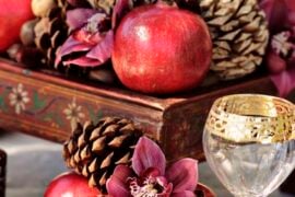 Wedding Decoration Centerpiece Pomegranate and Pine Cone
