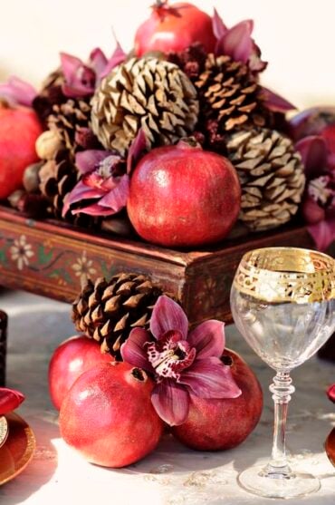 Wedding Decoration Centerpiece Pomegranate and Pine Cone