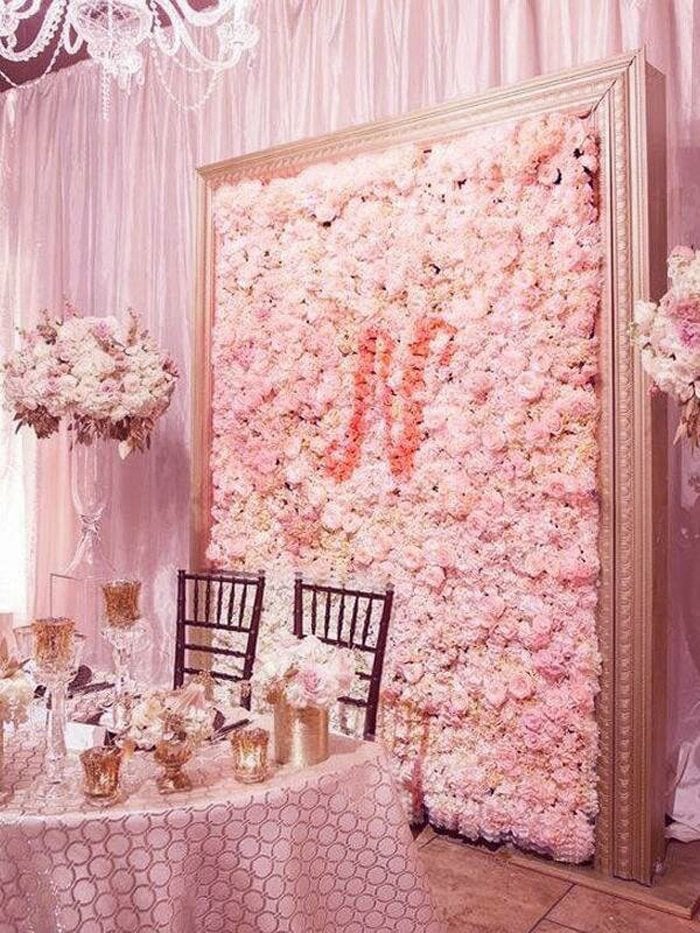 Wedding Flowers Pink Wall with Flowers