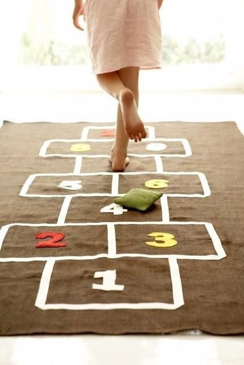 A hop scotch carpet