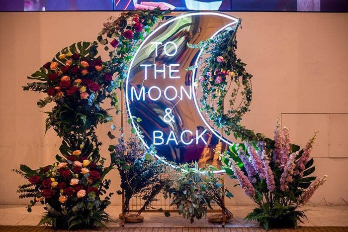 To the Moon and Back Wedding Neon Sign
