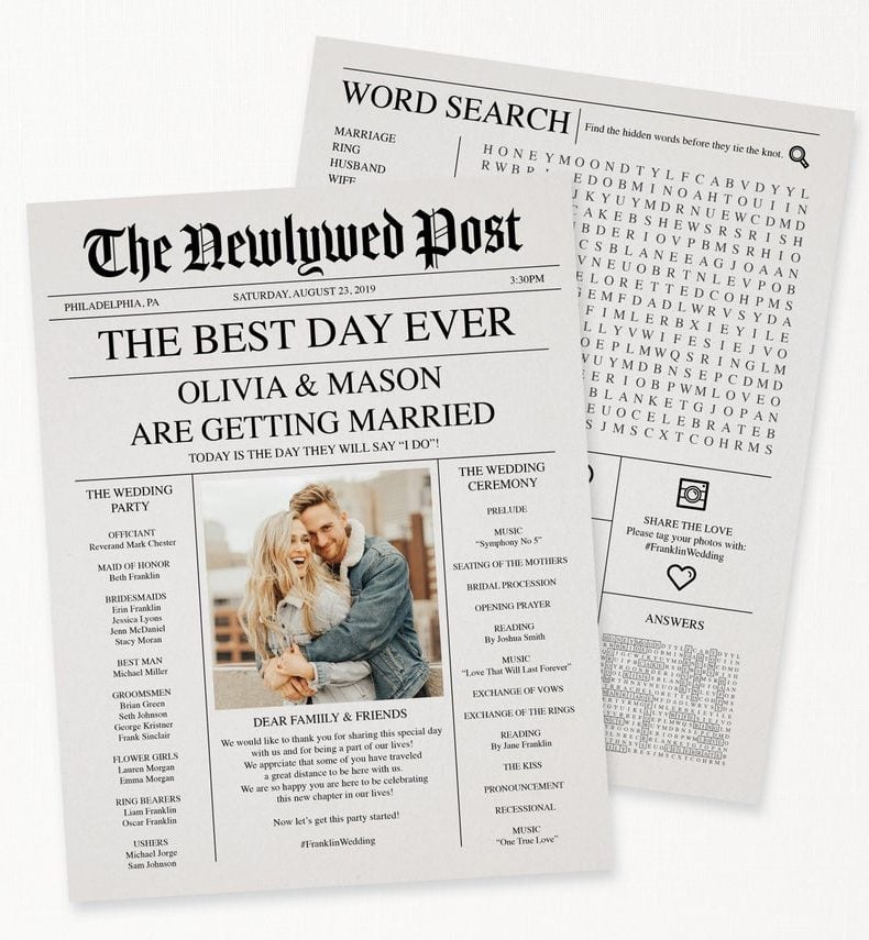 wedding program examples