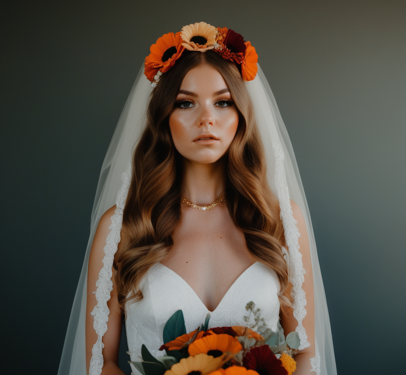 70s inspired bride